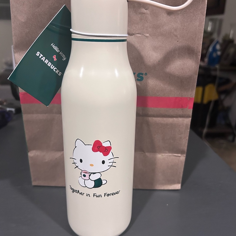 Starbucks White Hello Kitty Bottle with Red Bow